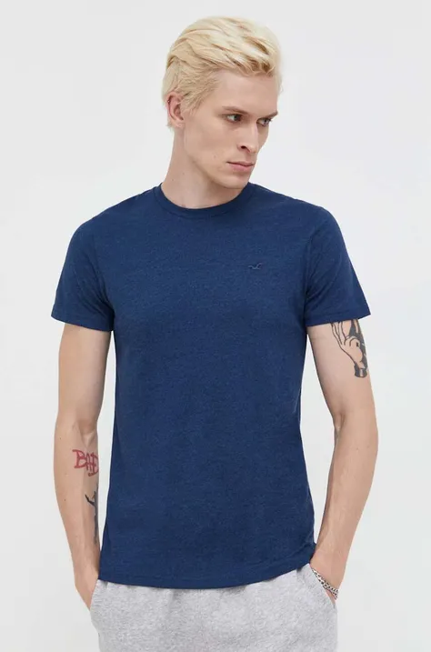 Majica kratkih rukava Hollister Co. za muškarce, boja: tamno plava, melanž