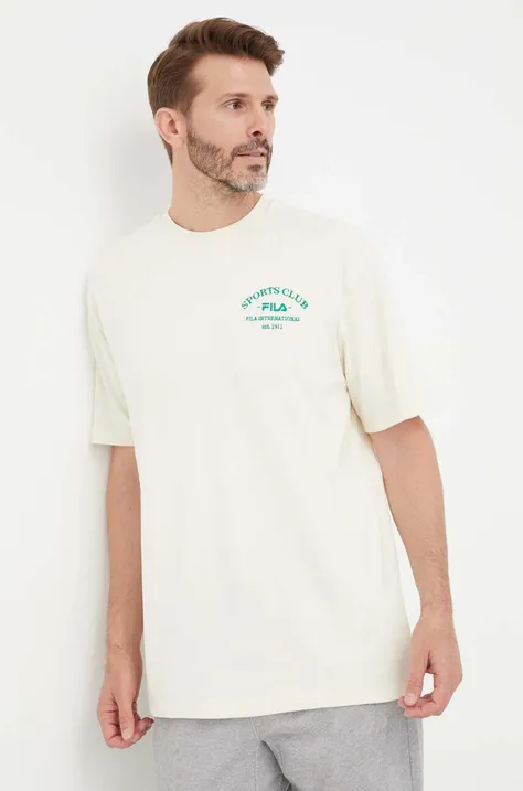 Fila t-shirt bawełniany kolor beżowy gładki