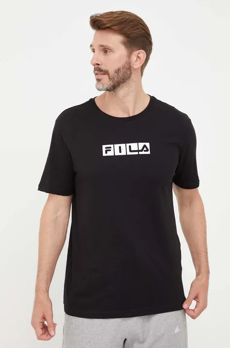 Бавовняна футболка Fila колір чорний з принтом