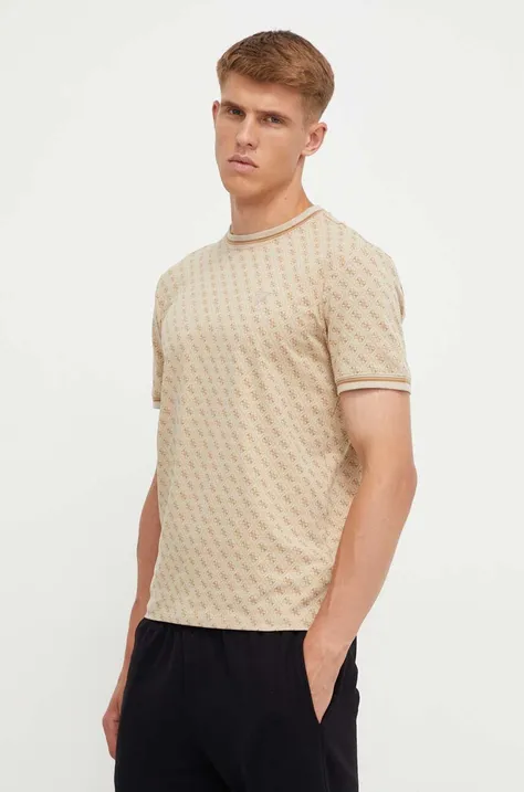 Tričko Guess MARSHALL pánsky, béžová farba, vzorovaný, Z2YI05 J1314