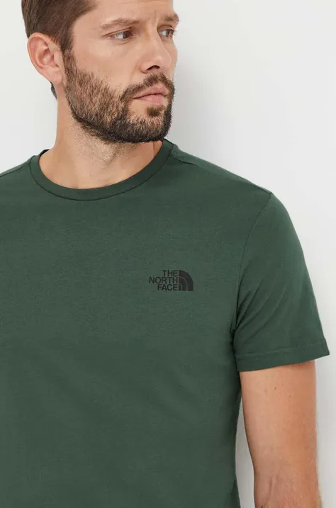 Bavlnené tričko The North Face pánsky, zelená farba, jednofarebný
