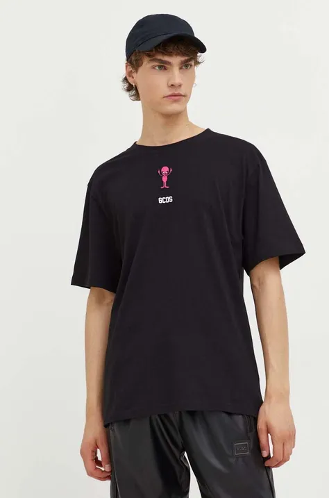 Bombažna kratka majica GCDS črna barva