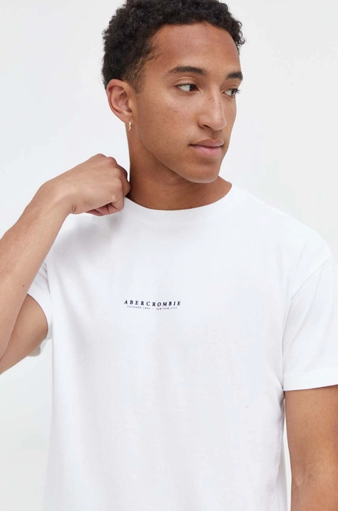 Abercrombie & Fitch t-shirt bawełniany 3-pack kolor biały z nadrukiem