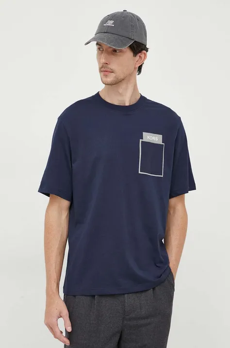 Хлопковая футболка Michael Kors цвет синий с принтом