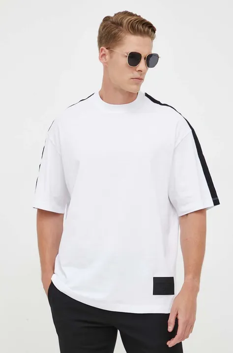 Бавовняна футболка Armani Exchange колір білий з аплікацією