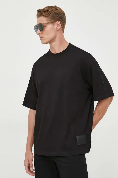 Pamučna majica Armani Exchange boja: crna, s aplikacijom