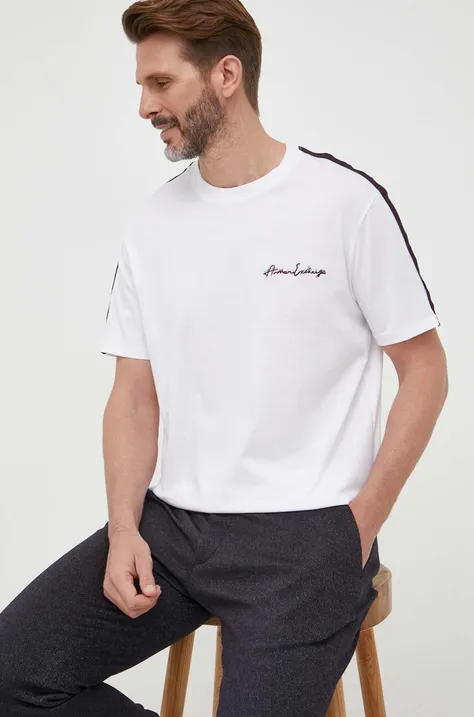 Бавовняна футболка Armani Exchange колір білий з аплікацією