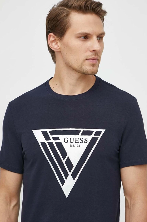 Μπλουζάκι Guess χρώμα: ναυτικό μπλε