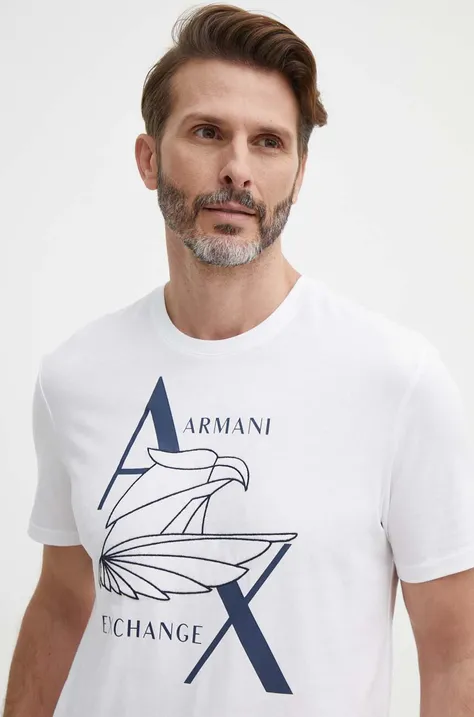 Pamučna majica Armani Exchange boja: bijela, s tiskom