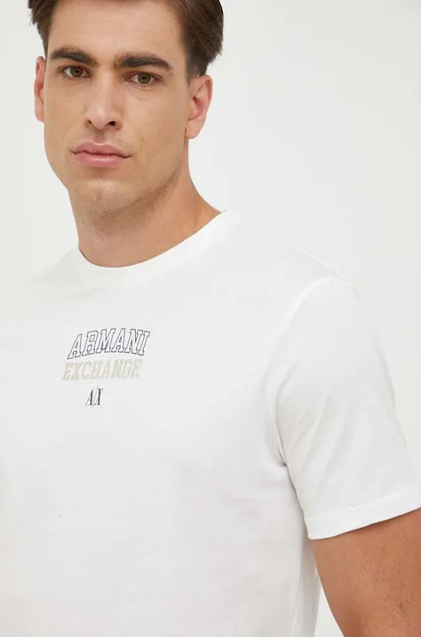Хлопковая футболка Armani Exchange цвет белый с принтом
