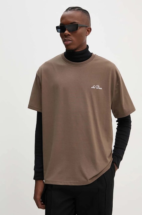 Футболка Les Deux чоловічий колір коричневий однотонний
