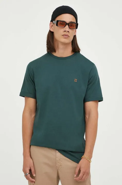 Хлопковая футболка Les Deux цвет зелёный однотонный