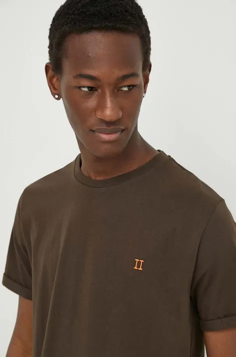Бавовняна футболка Les Deux колір коричневий однотонний
