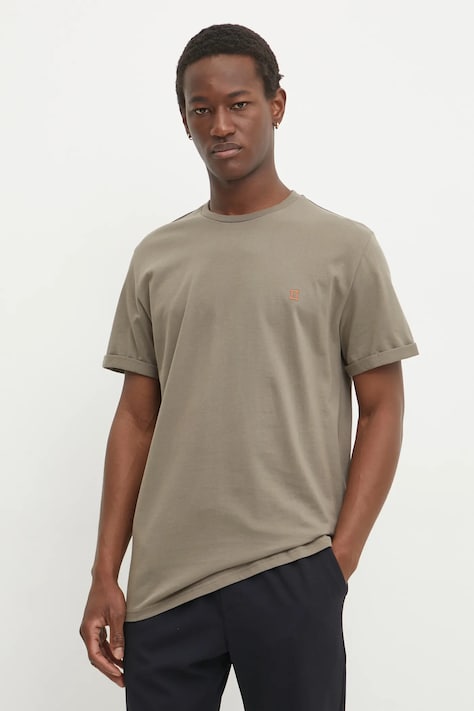 Les Deux tricou din bumbac culoarea verde, neted
