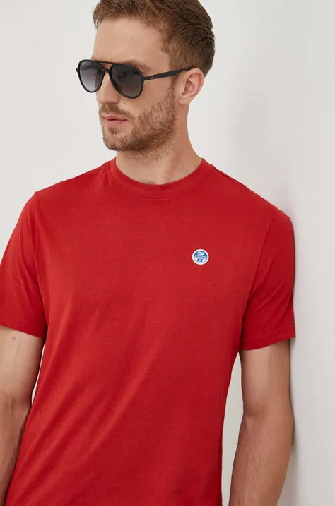 Pamučna majica North Sails boja: crvena, bez uzorka