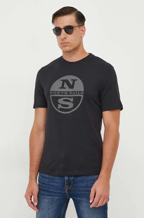North Sails t-shirt bawełniany kolor czarny z nadrukiem