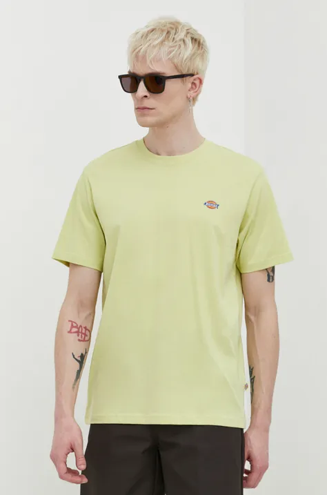 Бавовняна футболка Dickies чоловічий колір бежевий з принтом