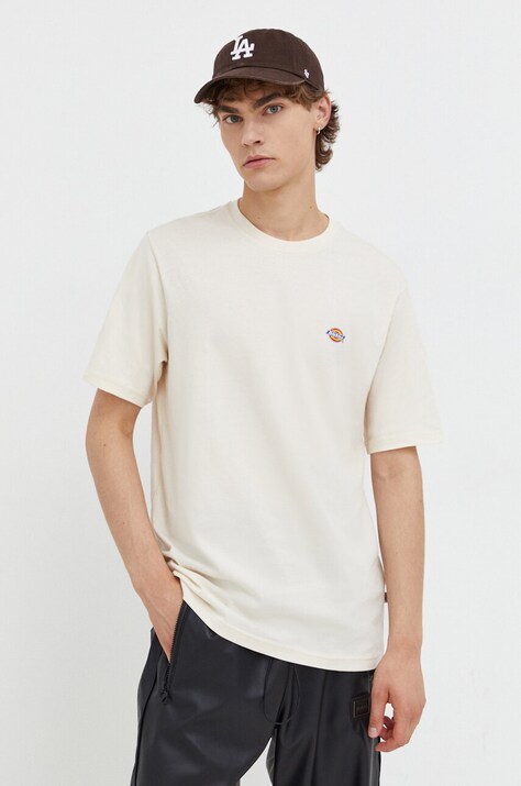 Βαμβακερό μπλουζάκι Dickies χρώμα: μπεζ