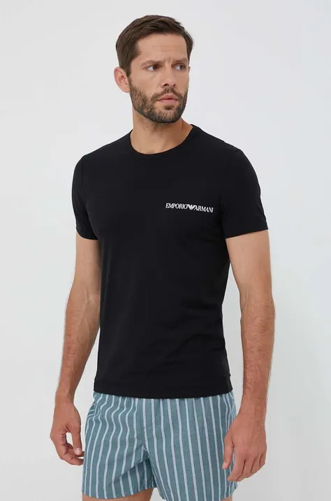 Футболка лаунж Emporio Armani Underwear 2-pack колір чорний з принтом
