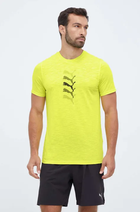 Puma t-shirt treningowy Fit kolor zielony z nadrukiem