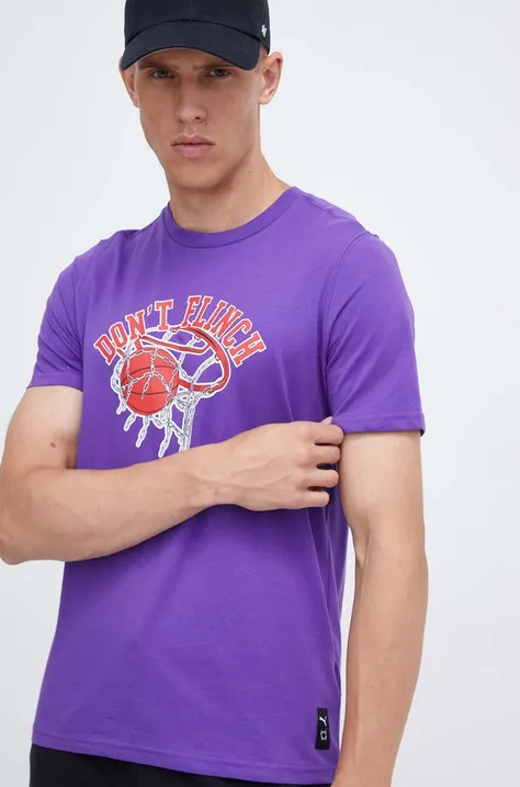 Puma t-shirt bawełniany kolor fioletowy z nadrukiem