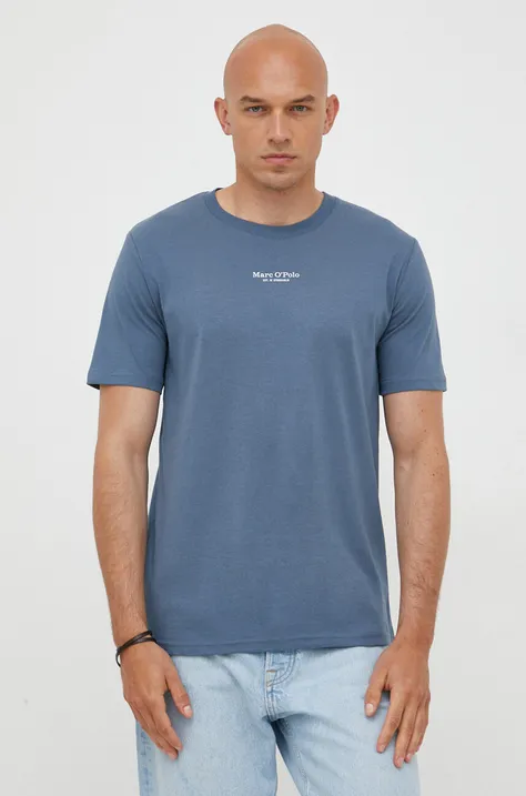 Marc O'Polo t-shirt bawełniany kolor niebieski z nadrukiem