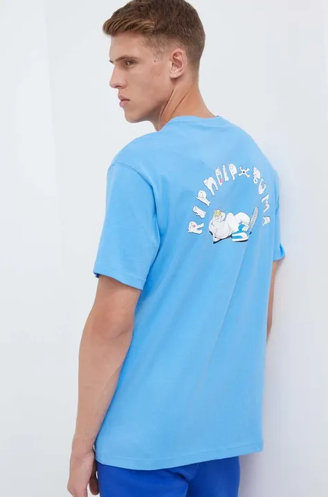 Puma t-shirt bawełniany PUMA X RIPNDIP kolor niebieski z nadrukiem