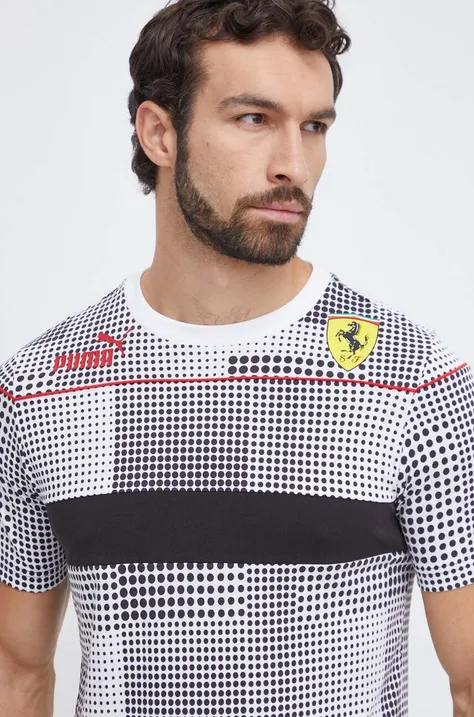 Pamučna majica Puma PUMA X Ferrari za muškarce, boja: bijela, s uzorkom