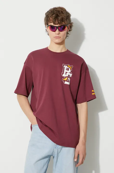 Puma cotton t-shirt PUMA X STAPLE men’s maroon color