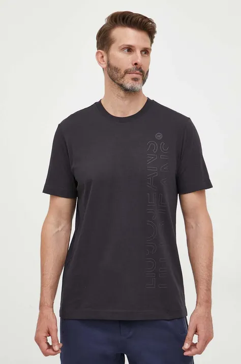 Bavlnené tričko Liu Jo tmavomodrá farba, jednofarebný