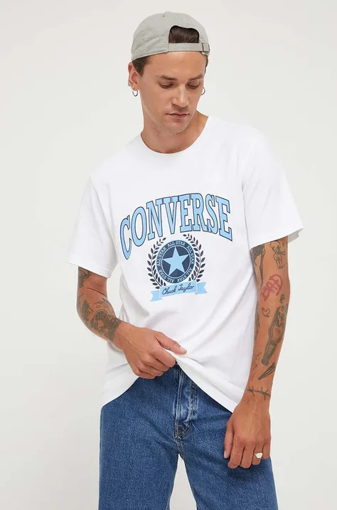 Converse t-shirt bawełniany kolor biały z nadrukiem