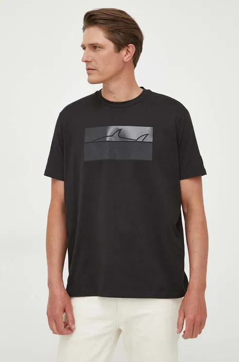 Bombažna kratka majica Paul&Shark črna barva