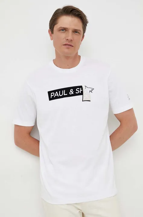 Βαμβακερό μπλουζάκι Paul&Shark χρώμα: άσπρο