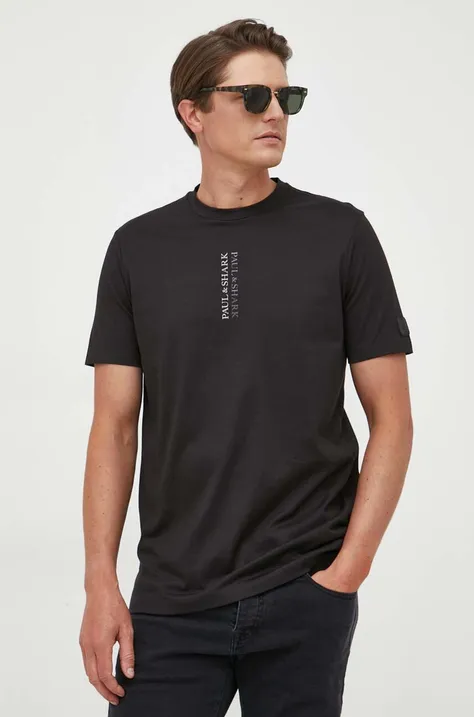 Paul&Shark t-shirt bawełniany kolor czarny z nadrukiem