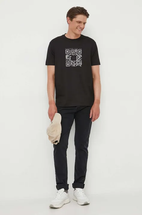 Bombažna kratka majica Paul&Shark črna barva