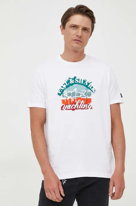 Βαμβακερό μπλουζάκι Paul&Shark χρώμα: άσπρο