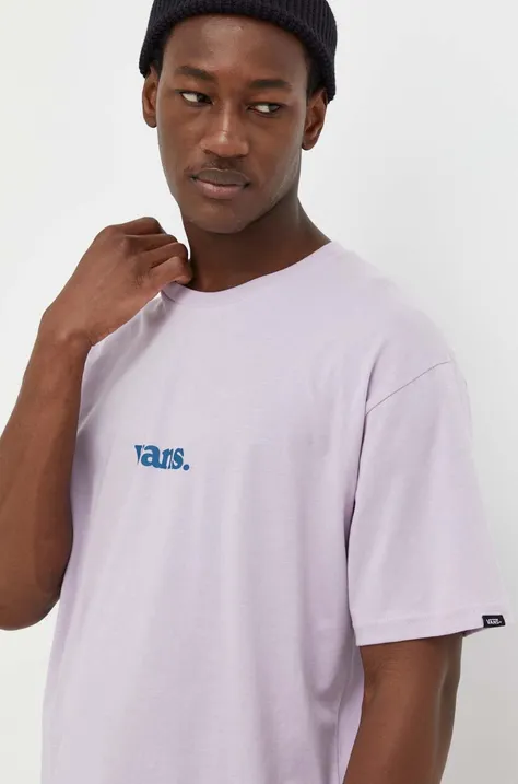 Хлопковая футболка Vans цвет фиолетовый однотонный
