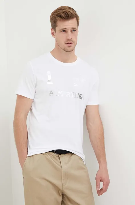 Βαμβακερό μπλουζάκι La Martina χρώμα: άσπρο