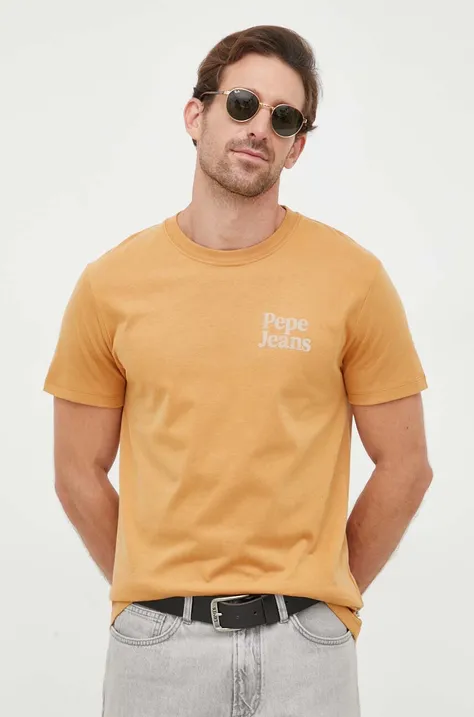 Pepe Jeans t-shirt bawełniany Kody kolor beżowy z nadrukiem