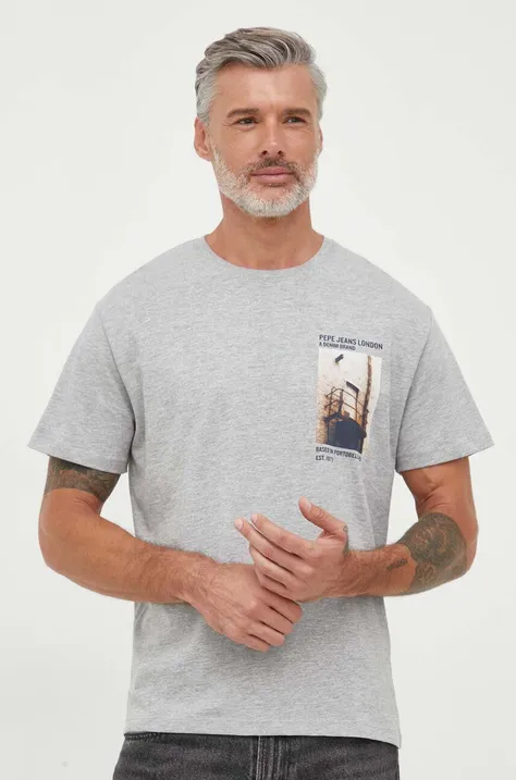 Tričko Pepe Jeans Wilfredo pánske, šedá farba, s potlačou