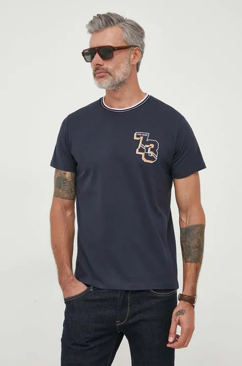 Bombažna kratka majica Pepe Jeans WILLY mornarsko modra barva