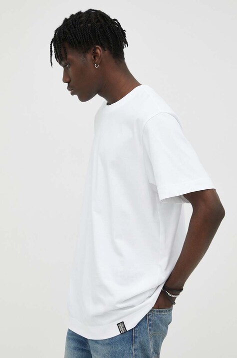 G-Star tricou din bumbac culoarea alb, uni