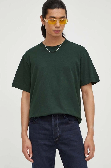 G-Star Raw tricou din bumbac culoarea verde, neted