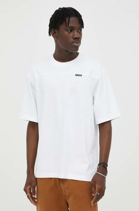 Bavlnené tričko G-Star Raw biela farba, jednofarebný