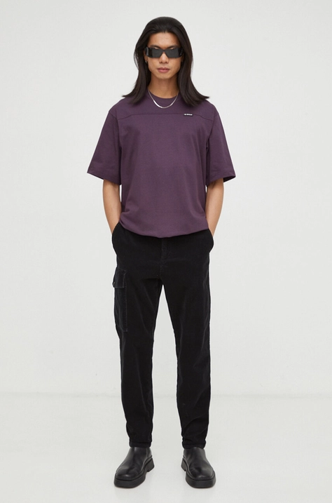 G-Star Raw tricou din bumbac culoarea violet, neted