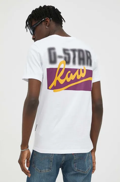 G-Star Raw t-shirt bawełniany kolor biały z nadrukiem