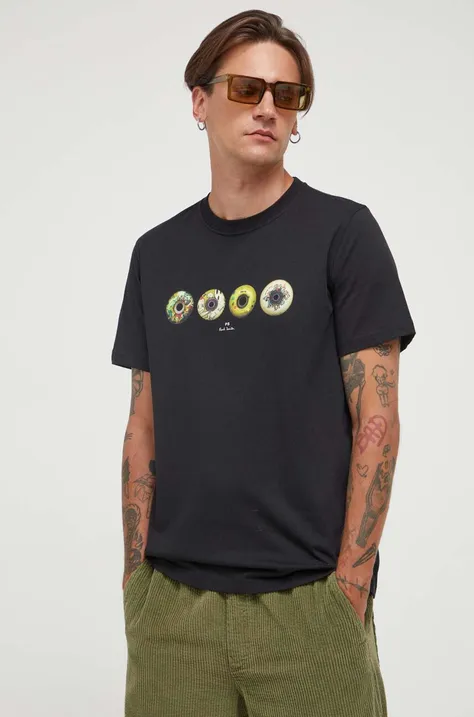 PS Paul Smith t-shirt bawełniany kolor czarny z nadrukiem