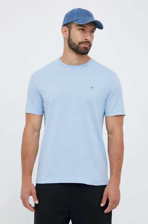 Gant t-shirt bawełniany kolor niebieski gładki