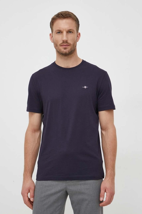 Gant tricou din bumbac culoarea albastru marin, neted