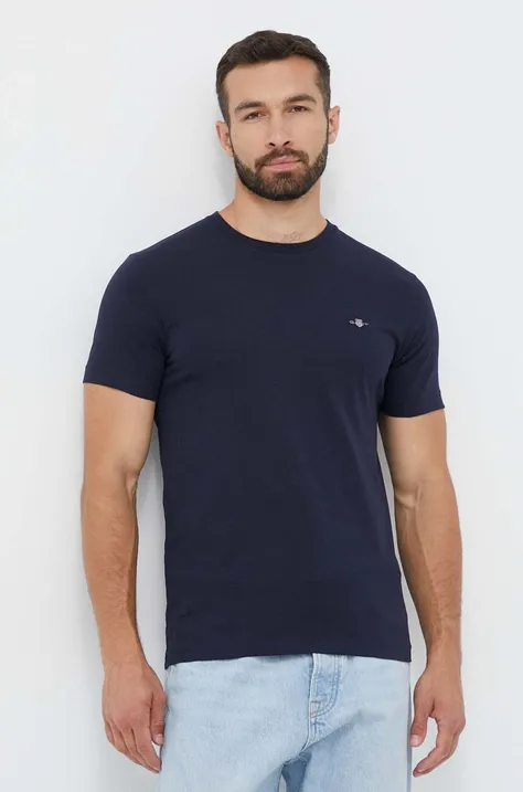 Pamučna majica Gant boja: tamno plava, glatki model
